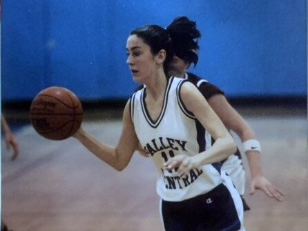 Corinne Feller playing basketball